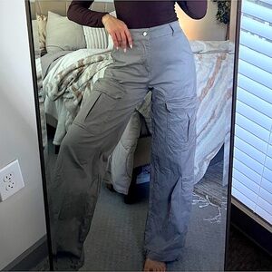 Forever 21 Taupe/Gray Cargo Elastic Waist Pants
